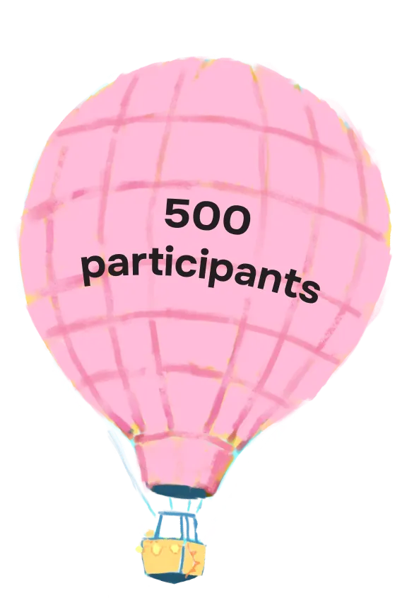 pink balloon: 500 participants